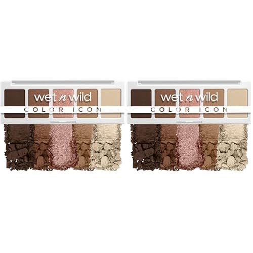 wet n wild Color Icon Eyeshadow Makeup 5 Pan Palette, Matte, Shimmer, Metallic, Long Wearing, Rich Buttery Pigment, Cruelty Free - Walking On Eggshells (Pack of 2)