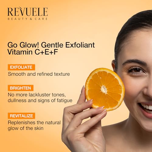 Revuele Go Glow! Gentle Exfoliant 2.7 fl.oz ? Brightening & Hydrating Daily Face Gel Polish with Vitamins C, E & F ? Smooth, Radiant Skin