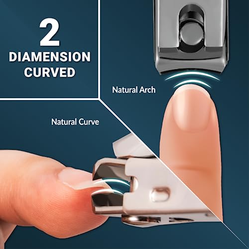 Alchemi Plus Nail Clippers with Catcher, 3D Curved Bladed Fingernail & Toenail Clippers Manicure Kit, Pedicure Kit for Women, Complete Personal Nail Care Kit for Travel Essentials