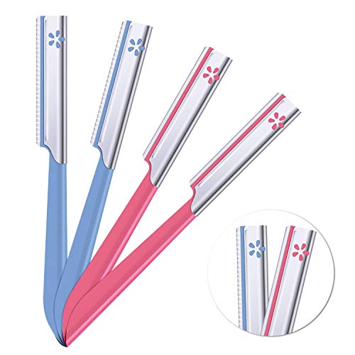 10 Pieces Eyebrow Razor for Women Facial Shaver Razor Brow Shaper Eyebrow Trimmer Dermaplaner Shaping Tool with Cover (Pink)