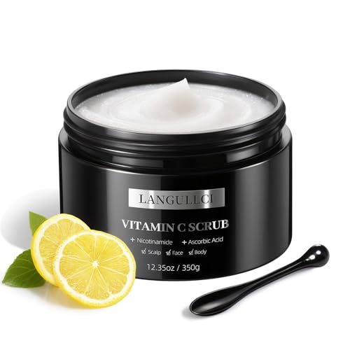 Face, Body & Scalp Scrub, 3-in-1 Gentle Microdermabrasion Exfoliating Scrub with Niacinamide & Vitamin C, Deep Cleansing, Oil Control, Dead Skin Removal, Pore-Refining for Smooth Radiant Skin, 12.3 oz
