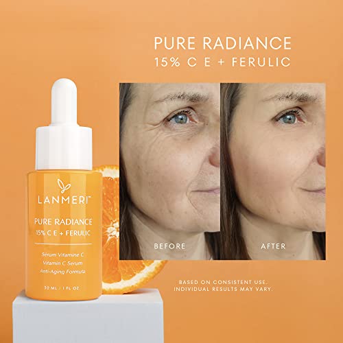 Vitamin C Serum With Ferulic Acid: C & E Ferulic Face Serum With 15% Ascorbic Acid, Vitamin E, Hyaluronic Acid - Vit C Serum for Hydration, Brightening, Anti-aging, Anti Wrinkle, Skin Repair 1 Fl Oz