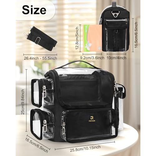 TANTO Makeup Brush Bag, Makeup Artist Bag Professional Cosmetic Bag Clear Makeup Bag Large Makeup Train Case Portable Storage Organizer Bag with Adjustable Divide&Shoulder Strap