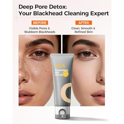 CKA Amazonian White Clay Facial Cleanser for Oily Skin - Deep Pore Detox & Blackhead Remover Face Wash with Witch Hazel & Vitamin B5 - Daily Foaming Face Wash for Oily Control/Sensitive Skin 2 Pack