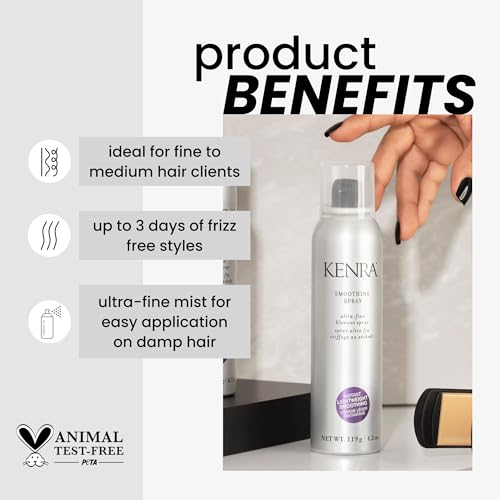 Kenra Professional Smoothing Spray | Ultra-Fine Blowout Spray | Heat Protectant | Provides Instant Smoothing For Fine To Medium Hair | Up to 3 Days of Frizz Control | Humidity Resistance | 4.2 oz.