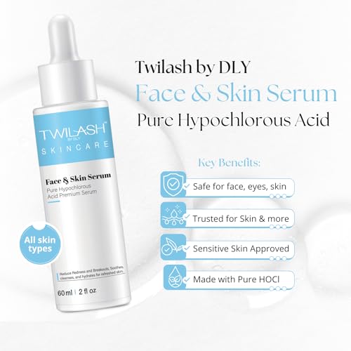 Pure Hypochlorous Acid Face & Skin Serum 2-Pack (60ml Each) ? Hydrating, Calming & Redness-Reducing with Facial Massager ? Gentle, Non-Irritating for Sensitive Skin ? 120ml Total