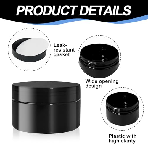 25 Pcs Plastic Jars with Lid 8 oz Plastic Cosmetic Containers Round Lotion Sample Containers Refillable Travel Jars Leak Proof Empty Cosmetic Jars for Storage Cream Powder Ointment Supplies(Black)
