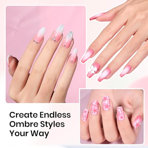 Beetles 150Pcs Soft Nail Sponges for Ombre, Colorful Nail Sponge with Grabbing Pen, White Pat Painting Gel Polish Kit for Gradient Ombre Blush Chrome Design Nails Art Tools, Home DIY Salon Manicure