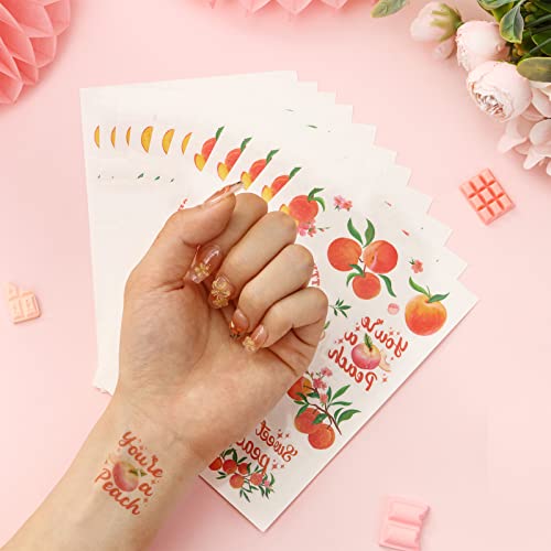 Pink Peach Theme Tattoos, Fruit Temporary Tattoos for Summer Party Decorations, Just Peachy Decor for Sweet As a Peach Party Decorations Supplies