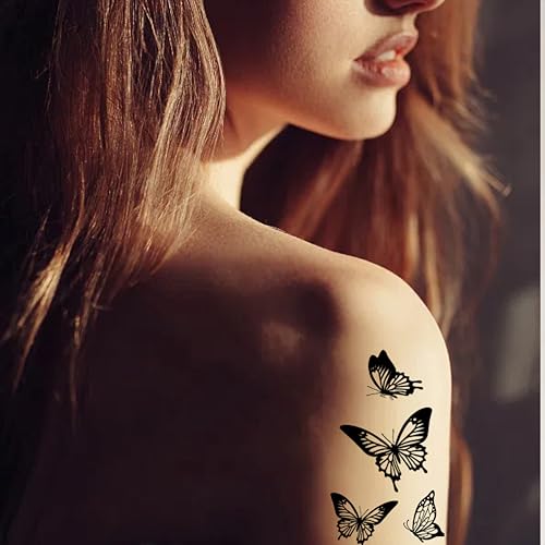 Temporary Tattoos Butterfly 3 Sheets Large Temporary Tattoo Halloween Cosplay Costume for Men Women Adults Waterproof Friction Resistant Low Reflective Lasts 5-7 day