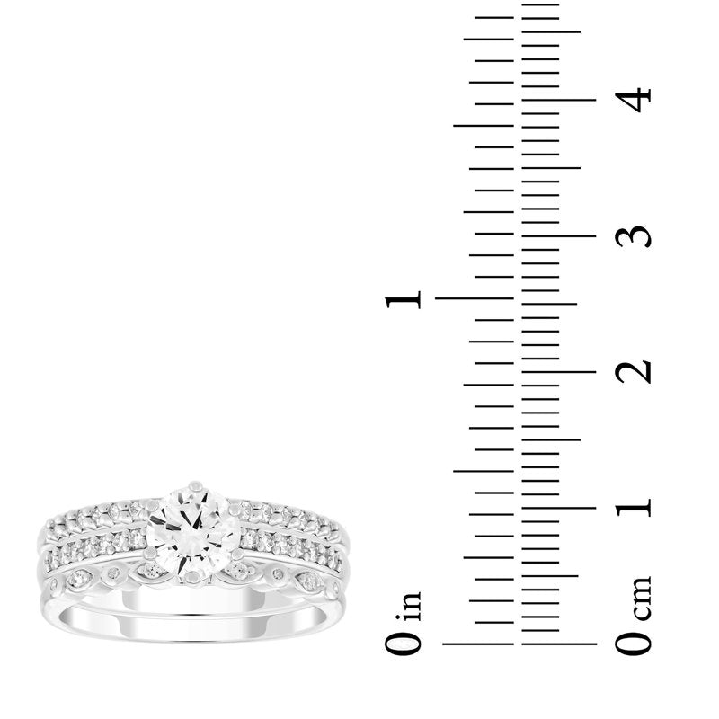 Sterling Silver Simulated Diamond Trio Stackable Ring Set Women Girls Jewelry