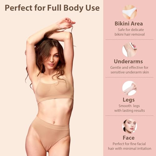 Hard Wax Beads for Hair Removal, 2lb Waxing Beans for Coarse Hair, Home Wax Refill Bag for Brazilian, Bikini, Face, Underarms with 10 Wax Spatulas