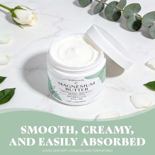 BodyLove Magnesium Butter ? Calming & Soothing Topical Magnesium Cream with Shea, Mango & Cocoa Butter ? Deep Moisturizing Body Butter for Skin Comfort & Relaxation(1pc)
