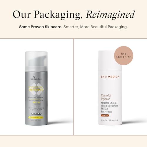 SkinMedica Essential Defense Mineral Shield SPF 32 Tinted Sunscreen for Face. This Lightweight, Facial Sunscreen is Ideal for Oily and/or Combination Skin, NEW PACKAGING, 1.7 Oz