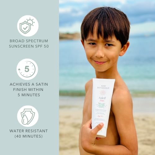NEW - Baie Botanique Soleil B?b? Tube - Organic Non-Toxic Mineral Baby & Children Sunscreen SPF 50 - Sunflower & Jojoba - Unscented - Natural - Vegan - No White Cast - Reef Safe - UVA/UVB - 240g