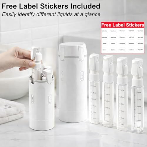 4 in 1 Travel Dispenser, 4 Pack 30ML Travel Bottles for Toiletries, Leak Proof Travel Size Containers, Portable for Shampoo Lotion Conditioner Cream (Green)