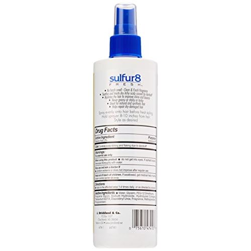 Sulfur 8 Fresh Oil Sheen Medicated Anti-Dandruff Moisturizing Spray 12 oz ? Helps Control Dandruff, Itchy Scalp Relief with Clean Fresh Fragrance for All Hair Types