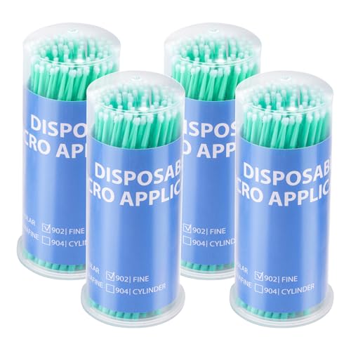 Annhua Disposable Micro Applicators Microswabs Application Brushes 400 PCS, Micro Applicator Bendable for Eyelash Extensions, Oral Care and Cleaning - Fine Tips - Green