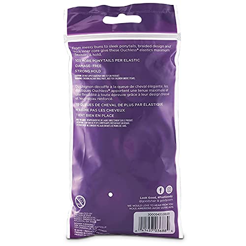 Goody Ouchless Hair Elastics ? No Pull, No Breakage, Tangle-Free Hold for Thick, Curly, Coily & Textured Hair ? 70 Count, Black, Long-Lasting Ponytail Holders for Women & Men