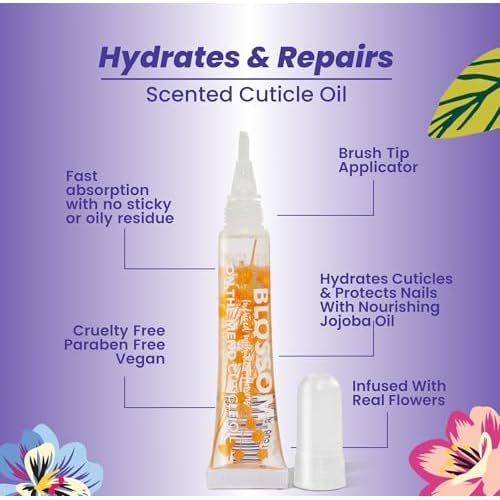 Blossom Cuticle Oil Pen for Nails, On the Mend Scented Travel Nail Oil for Growth and Strength, Infused with Real Flowers 0.34oz, Rose