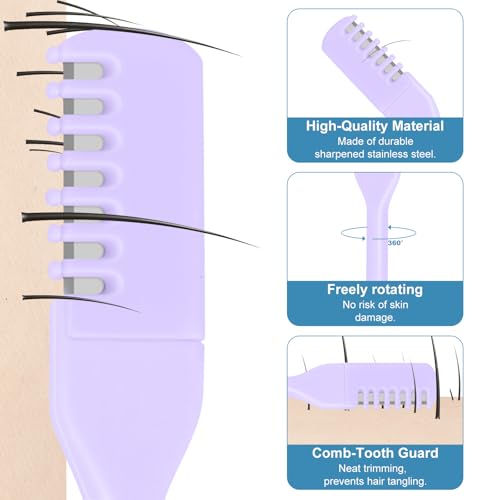 5PCS 2-in-1 Nasal Hair Cutter, Manual Nose Hair Trimmer Cutter with Ear Pick for Women & Men 360¡ÆRotating Nose Hair Remover Grooming Tool Knife Razor Portable Nostril hair Trimmer Clipper (Purple)