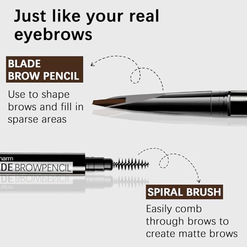 Browcharm Microblading Eyebrow Pencil for Women,0.1mm Ultra-Fine Mechanical Pencil,Makeup Brow Definer Waterproof (CU 05 Deep Brown, 1 Count Pack of 1)