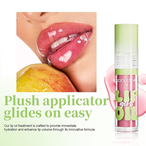 4 Pack Hydrating Glow Lip Oil Makeup Set for Women, Moisturizing Lip Gloss with Glow Finish, Long Lasting Nourishing Lip Care Fat Oil Lip Drip, Sweet Candy Scent (SET A, LIGHT)