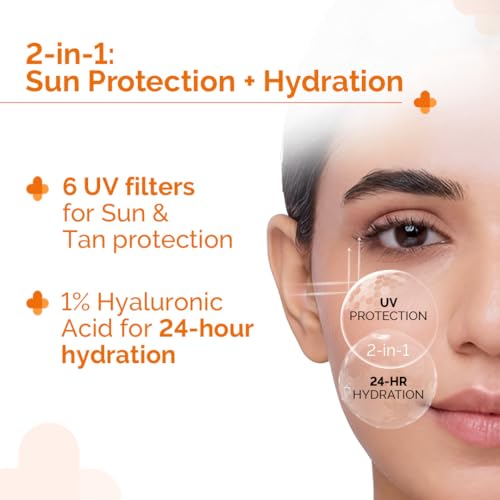 The Derma Co 1% Hyaluronic Sunscreen Aqua Gel with SPF 50 & PA++++ | Broad Spectrum UVA/B & Blue Light Protection | Lightweight & Quick Absorbing with Vitamin E | 1.76 Oz/50g