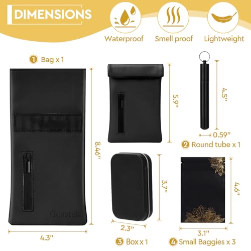 Pocket Size Storage Bag with 3 PCS Accessories, PU Leather Small Pouch and Great Gift for Women, Portable Pocket Case for Home and Travel (Black)
