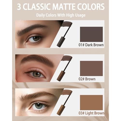 Waterproof Tinted Brow Gel,Long Lasting Smudgeproof Liquid Brow Gel,Creamy Eyebrow Mascara,Volumizing Enhance Brow Mascara,with Double Head Brow Brush,Eyebrow Makeup for Women Christmas -01 Dark Brown