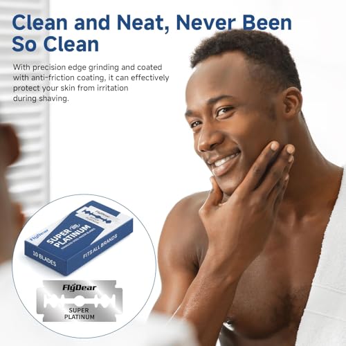 60Pcs Double Edge Safety Razor Blades, Platinum Stainless Steel Straight Razor Blades for Men, Precision Shaving for Smooth, Comfortable Close Shaves, Fits Most Double Edge Razors