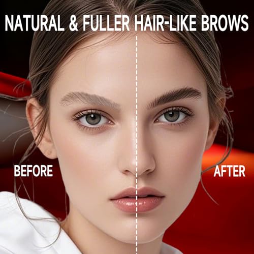 DUDUDU Eyebrow Pencil for Women - Microblading Eyebrow Pen with Dual-Ended Design featuring 2-Fork Tip & Fine Single Brush-Tip, Waterproof, Creates Natural Hair-Like Strokes, Long-Lasting Black