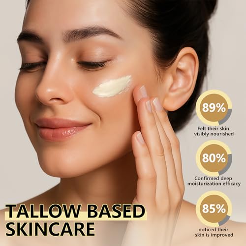 Beef Tallow for Skin, Organic Tallow and Honey Balm for Face, Natural Face Moisturizer, Grass Fed Beef Tallow Skin Care Cream Body Butter, Deep Hydrate and Nourish Dry Skin