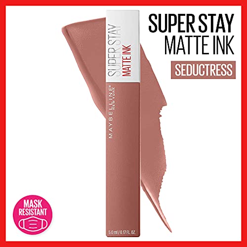 MAYBELLINE Super Stay Matte Ink Liquid Lipstick Bundle with Seductress Light Rosey Nude and Pioneer Blue Red Shades, 1 Count Each