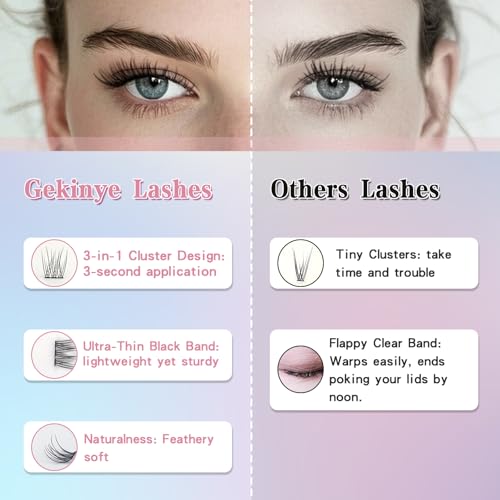 Natural Look Lash Clusters Wispy: Gekinye Individual Lashes 120 Pcs DIY Eyelash Extensions Natural 10-14mm Cluster Lashes