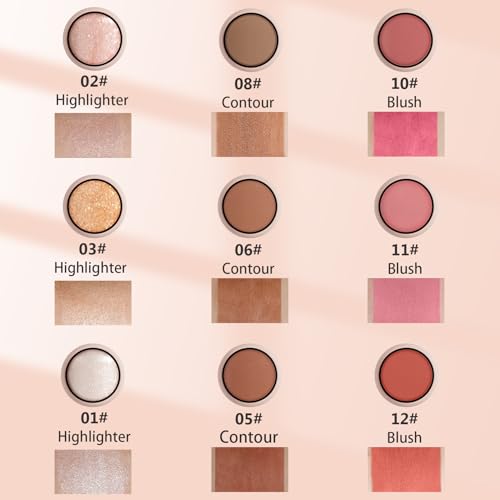 3Pcs Cream Contour Sticks Kit, Highlighter Stick Blush Stick Cream Contour Kit Makeup Set with Brush,Face Brightens & Shades Contour Stick Waterproof for Women