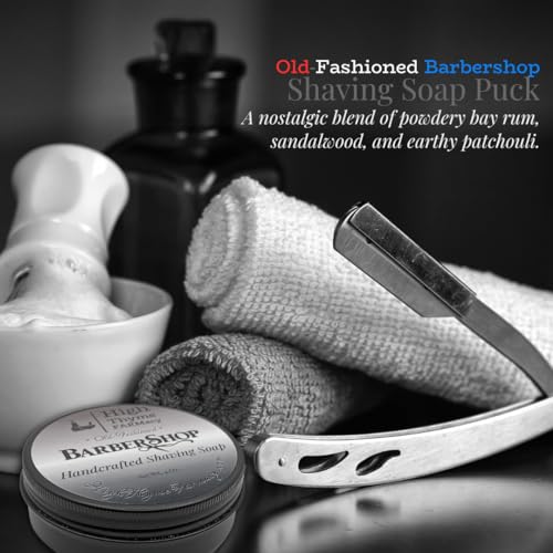 Barbershop Shaving Soap Puck ? 4 oz Old-Fashioned Bay Rum, Sandalwood & Patchouli Scent ? Cold Process Wet Shave Soap with Bentonite Clay ? 3¡± Shave Soap in Metal Tin