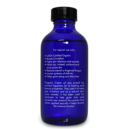 Organic, Castor Oil, Therapeutic Grade, for Constipation ? 100% Pure, Castor Oil, Cold Pressed, Unrefined, in Glass Bottle, for Face, Hair Growth, Eyelashes, by Zongle Therapeutics, 4 OZ