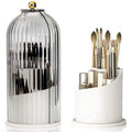 Makeup Brush Holder Organizer with Lids, 360¡ÆRotating Clear Dustproof Make Up Brush Container Box, Vanity Spinning Cosmetic Tools Storage Cup for Desktop Office Bathroom Countertop