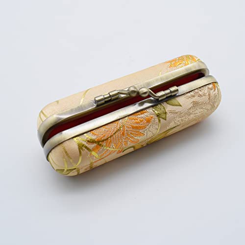 Ladies Floral Lipstick Case Holder with Mirror,Makeup Cases for Women (Yellow)