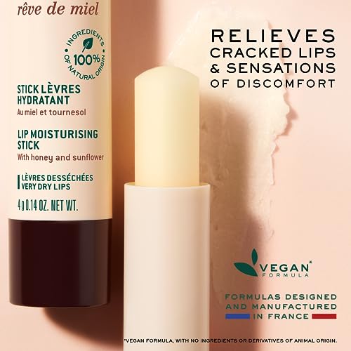 NUXE R?ve de Miel Lip Balm With Shea Butter and Vitamin E. 100% Natural Organic Lip Moisturizer for Cracked & Dry Lips, 0.14 Oz