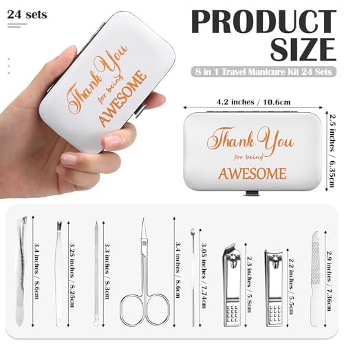 Therwen 24 Sets Mother's Day Gift Manicure Set Stainless Steel Nail Clippers 8 in 1 Grooming Nail Kit Employee Appreciation Gift Professional Pedicure Tool for Women Coworker Personal Care(White)