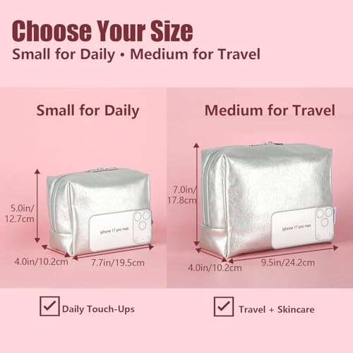 Insulated Makeup Bag for Women with 2 Ice Pack Heat-Resistant Travel Cosmetic & Toiletry Bag Vegan Leather