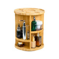 VVW Rotating Bamboo Makeup Organizer,360 Degree Spinning Adjustable Bamboo Vanity Makeup Holder Rack,Large Capacity Cosmetics Storage Display Box,Fits Makeup,Skincare,Cologne (Beige1)