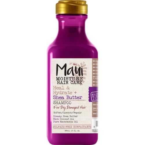 Maui Moisture Heal & Hydrate + Shea Butter Shampoo to Repair & Deeply Moisturize Tight Curly Hair with Coconut-& Macademia Oils,Vegan,Silicone,Paraben-& Sulfate-Free,13 fl oz,(Pack of 2)