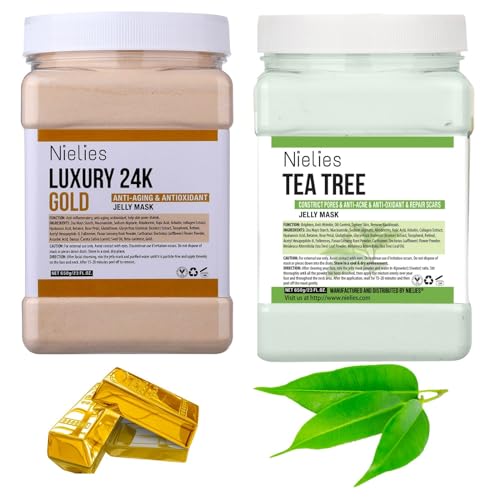 24K and Tea Tree Jelly Face Mask for Facials Hydrating, Anti-Aging & Nourishing| Professional Hydrojelly Masks | Vajacial Jelly Mask Powder