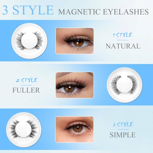 Magnetic Eyelashes with Applicator,Valentine's Gifts for Her,Reusable Magnetic Eyelashes Natural Look,Easy to Wear Reusable Soft Lashes kit No Glue Needed(Natural+Simple)