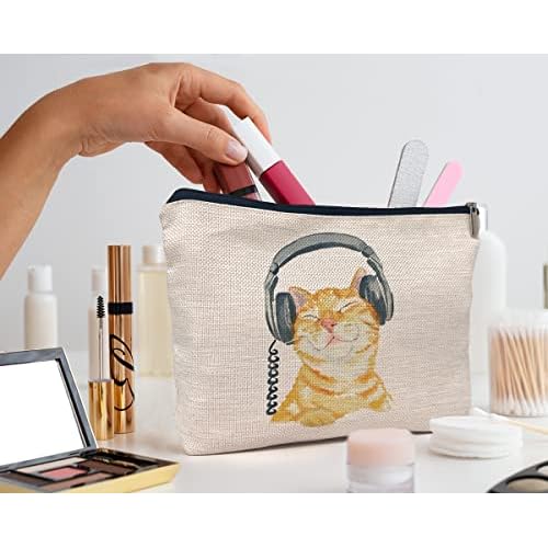 IWXYI Cat Lover Gifts,Cat Makeup Bag Zipper Pouch Travel Toiletry Gifts For Women Teenage Girls