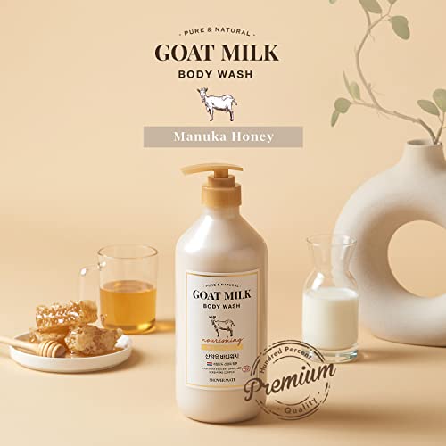 Premium Goat Milk Body Wash Manuka Honey For Smooth Skin, Moisturizing PH Balancing Body Cleanser with Probiotics Honey, Herb Pure Complex, 27 Fl Oz, Pack Of 2