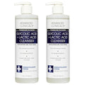 Advanced Clinicals Glycolic Acid Exfoliating Face Wash For Women & Men | Lactic Acid & Salicylic Acid Facial Cleanser | Glycerin Gel Gleanser Helps Gently Exfoliate & Cleanse Dirt & Oil, 2-Pack